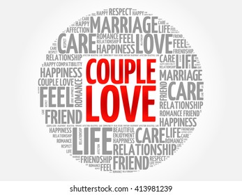 Couple love circle word cloud collage concept