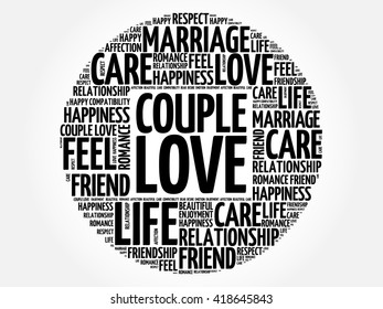 Couple love circle word cloud collage concept