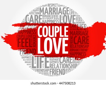 Couple love circle word cloud collage concept