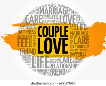 Couple love circle word cloud collage concept
