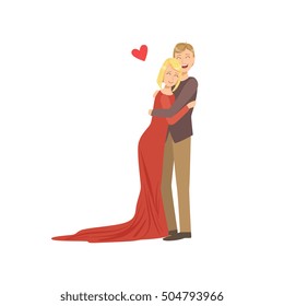 Couple In Love In Classy Outfits Hugging
