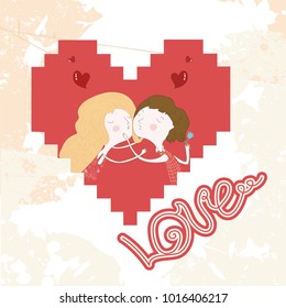 Couple in love concept. Happy Valentines day. Vector illustration.