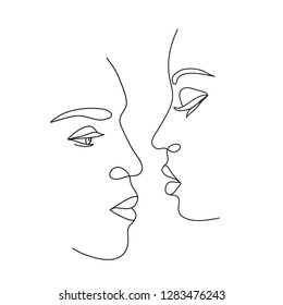 couple in love continuous line drawing
