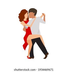 Paar in Liebe tanzen Tango. Cartoon flache Tänzer für Ihr kreatives Design. Vektorgrafik