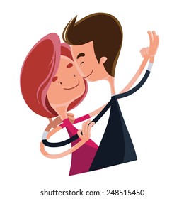 Couple in love dancing vector illustration cartoon character