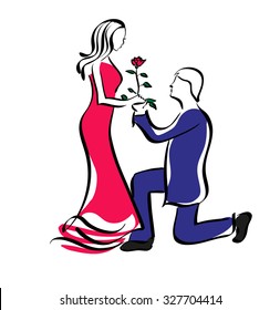 couple in love , dating , romance , vector, sketch
