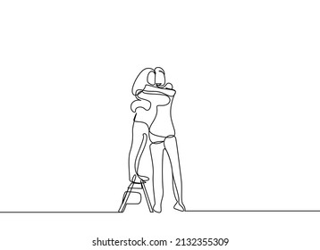 couple in love of different heights. couple in love resolve their conflict