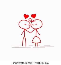 Couple Love Doodle Stick Figure Romantic Stock Vector (Royalty Free ...