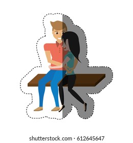 couple love embracing sitting shadow