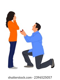 Couple in love engagement proposal vector isolated