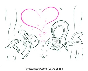 Couple in love fairy goldfish
