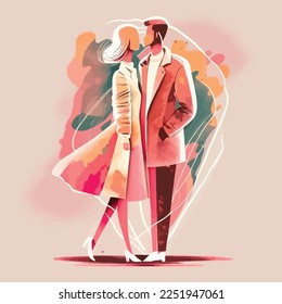 couple in love, flat abstract illustration