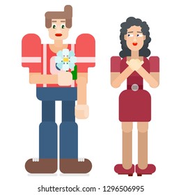couple in love in flat style on white vector work