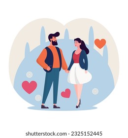 Pareja en la ilustración vectorial de estilo plano de amor