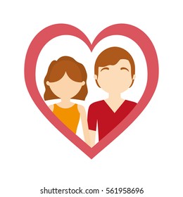 couple love frame heart affection vector illustration eps 10