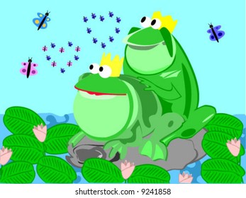 A couple of in love frogs, vector