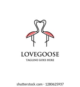 couple love goose animal bird logo icon vector template