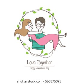 Couple in love, Hand draw, Doodles, Vector Design