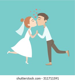 couple in love. Hand drawn vector illustration.