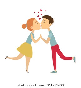 couple in love. Hand drawn vector illustration.