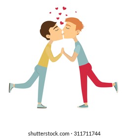 couple in love. Hand drawn vector illustration.