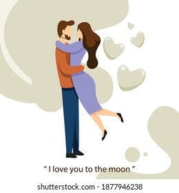 couple in love. happy valentine flat design illustration