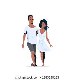 couple in love happy valentines day concept african american man woman embracing walking together cartoon characters full length isolated