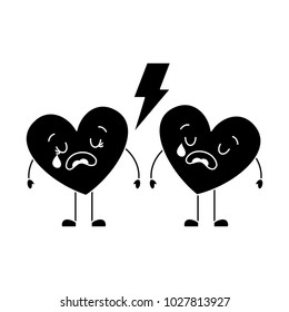 couple love heart cartoon broken crying
