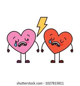 couple love heart cartoon broken crying
