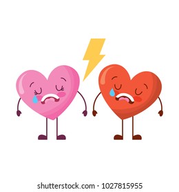 couple love heart cartoon broken crying