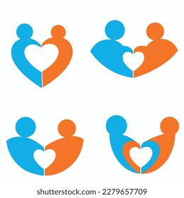 Couple love heart figures logo
