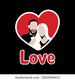 couple love heart flat vector