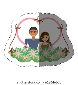 couple love heart flowers decoration shadow