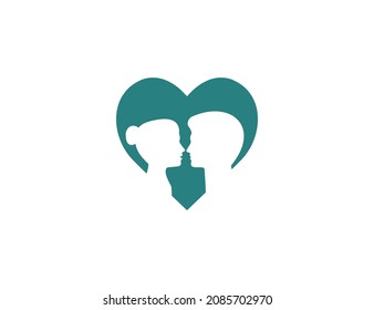 Couple love heart icon. Vector illustration. Flat design.
