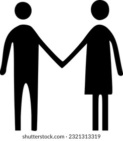 Couple in love with heart icon vector, filled flat sign, solid sign, symbol, vector, art