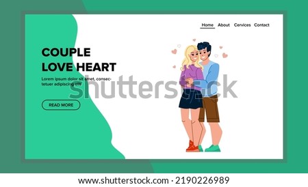 couple love heart vector. happy man woman, young romantic, boyfriend girl couple love heart web flat cartoon illustration