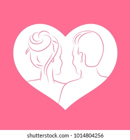 Couple in love heart vector illustration