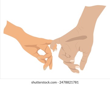 Couple in love holding each other's little fingers. Little finger with lover. Be hand in hand. EPS 10.