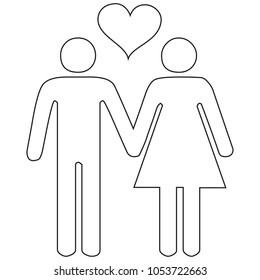 Couple In Love Holding Hands Black Stroke Linear Icon