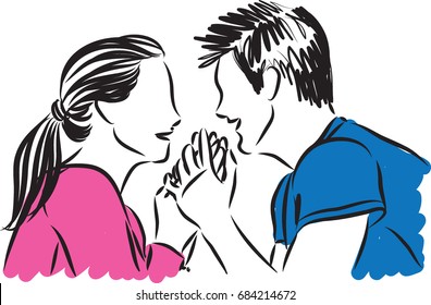 couple in love holding hands vector illustration