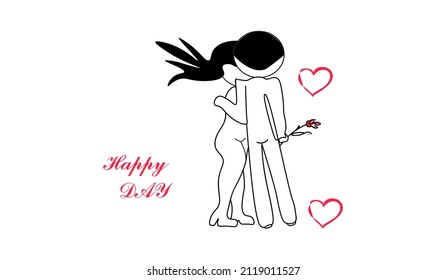 A couple in love are hugging, a guy is holding a red rose in his hand.vector illustration.isolated on a white background.design for your business