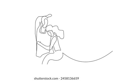pareja en el amor abrazando acostado por encima de una línea de arte Vector de diseño