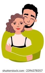 couple in love hugging vector illustration