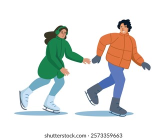 couple in love ice skating. concept of ice skating, figure skating, winter sports