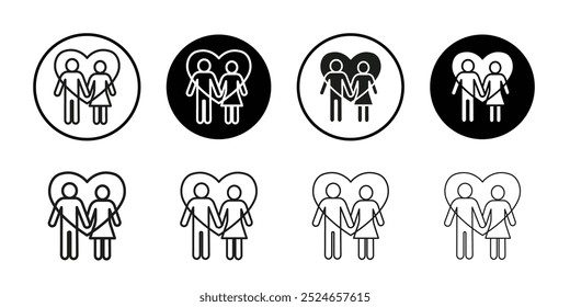 Couple with love icon Collection of flat thin outline vector