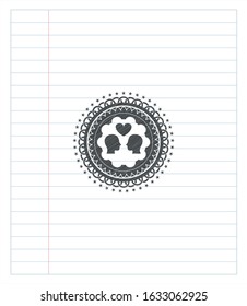 couple in love icon draw (pencil strokes). Vector Illustration. Detailed.