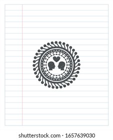 couple in love icon drawn with pencil strokes. Vector Illustration. Detailed.