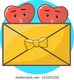 A couple of love icon with envelope so romantic. Vector
