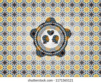 couple in love icon inside arabesque style emblem. arabic decoration.