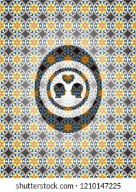 couple in love icon inside arabesque badge. arabic decoration.